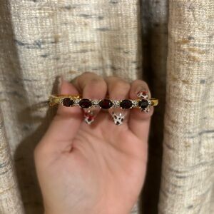 Elegant Gold and Ruby Red Gemstone Bracelet